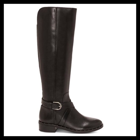 INC International Concepts Leather Closed Toe Knee High Riding Boots Dark Brown - Picture 3 of 10